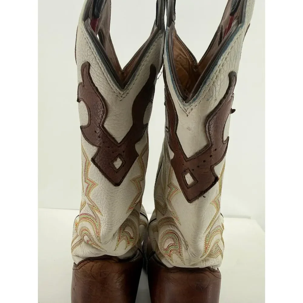 Tony Lama Mustang Beige Buckaroo RR2007L Western Cowgirl Boots Concerts Size 7.5